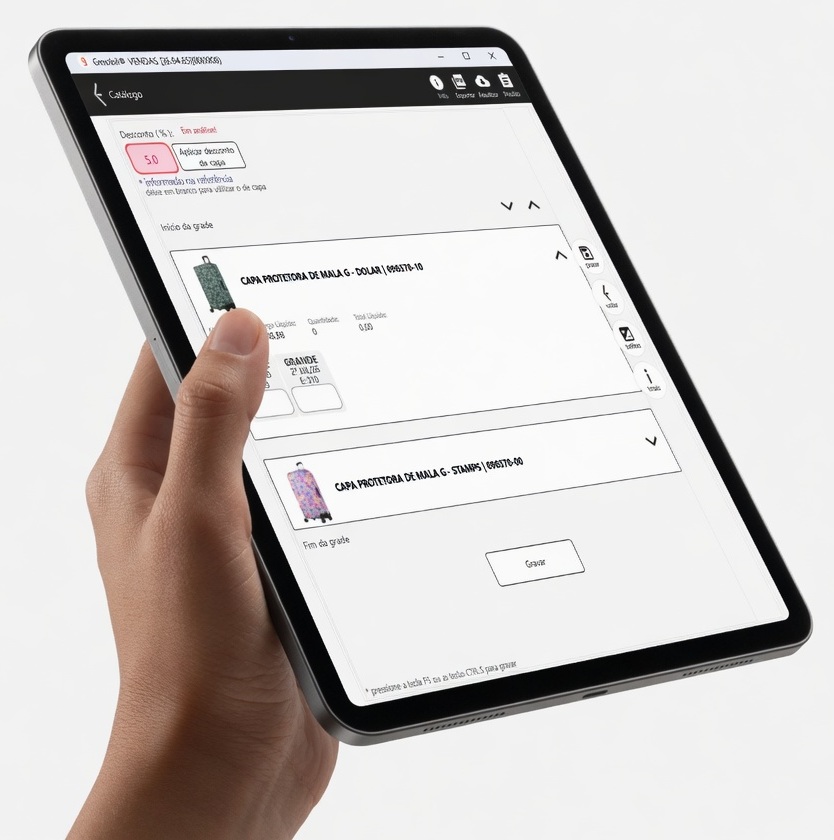 Aplicativo de força de vendas para representantes comerciais — GMÓBIL no tablet
